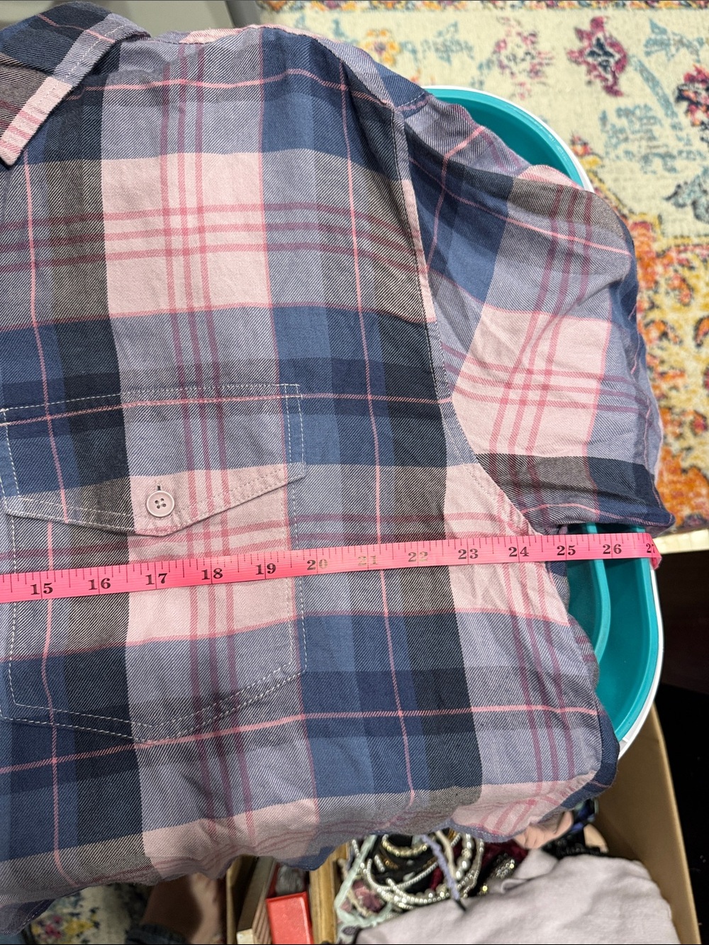 American Eagle Outfitters Blue and Purple Plaid Button-Down Shirt - Picture 4 of 5
